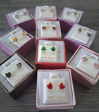 Broquel de oro 10k Lote de 10 Pares oro Mexicano Corazón Pendientes 10k enteros.