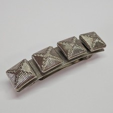 VINTAGE 3D Silver Tone Metal Abstract Hair French Barrette Clip