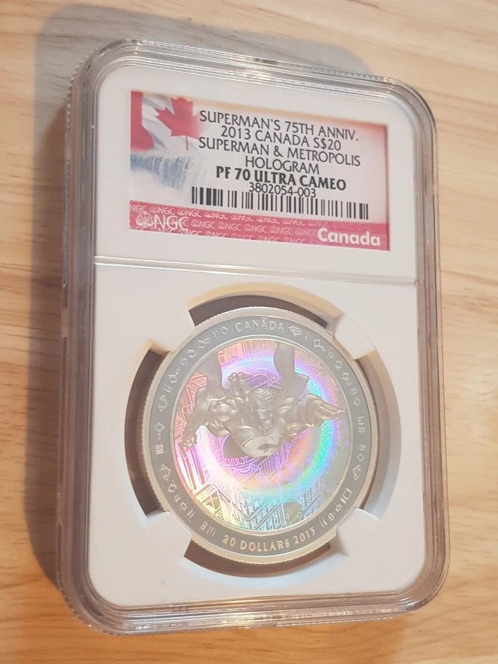 2013 $20 Canada Superman Hologram NGC PF70 Ultra Cameo 1oz Silver Coin - Image 1 of 2