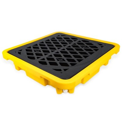 1 Drum Spill Containment Pallets with Drain, Leakproof Platform for Garage, B...