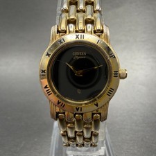 Citizen Elegance Watch Women 22mm Black Dial Gold Tone Round 5420-S26003 NewBat4