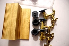 WOODEN DISPENSER TRIPLE FAUCET GOLD  FOR WHISKEY BEER WINE