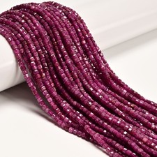 Natural Ruby Faceted Cube Beads Size 3mm 15.5'' Strand