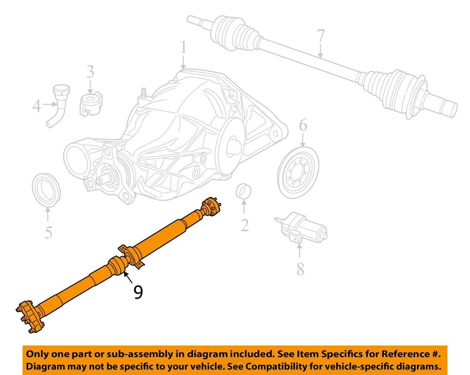 Dodge Durango 2017 eje de transmisión trasero fabricante de equipos originales 52 k millas (LKQ ~ 428030723) Foto 4 de 4