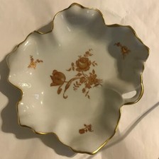 Limoges Leaf Shaped Bowl With Gold Roses