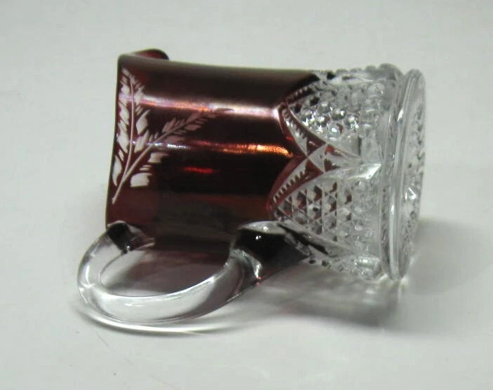 EAPG ***  ENGRAVED BUTTON ARCHES  RUBY STAINED CREAMER BY DUNCAN..1890'S ERA - Image 3 of 4