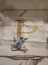 Pillow Cover Throw Case English Alphabet P 16" x 16", P White Floral 1 Cover