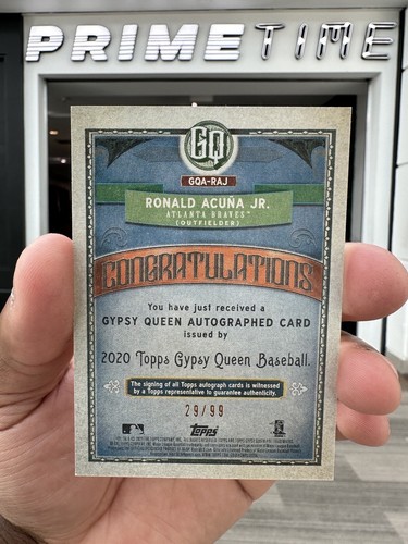 2020 Topps Gypsy Queen Ronald Acuna Jr. auto #GQA-RAJ Atlanta Braves - Afbeelding 2 van 11