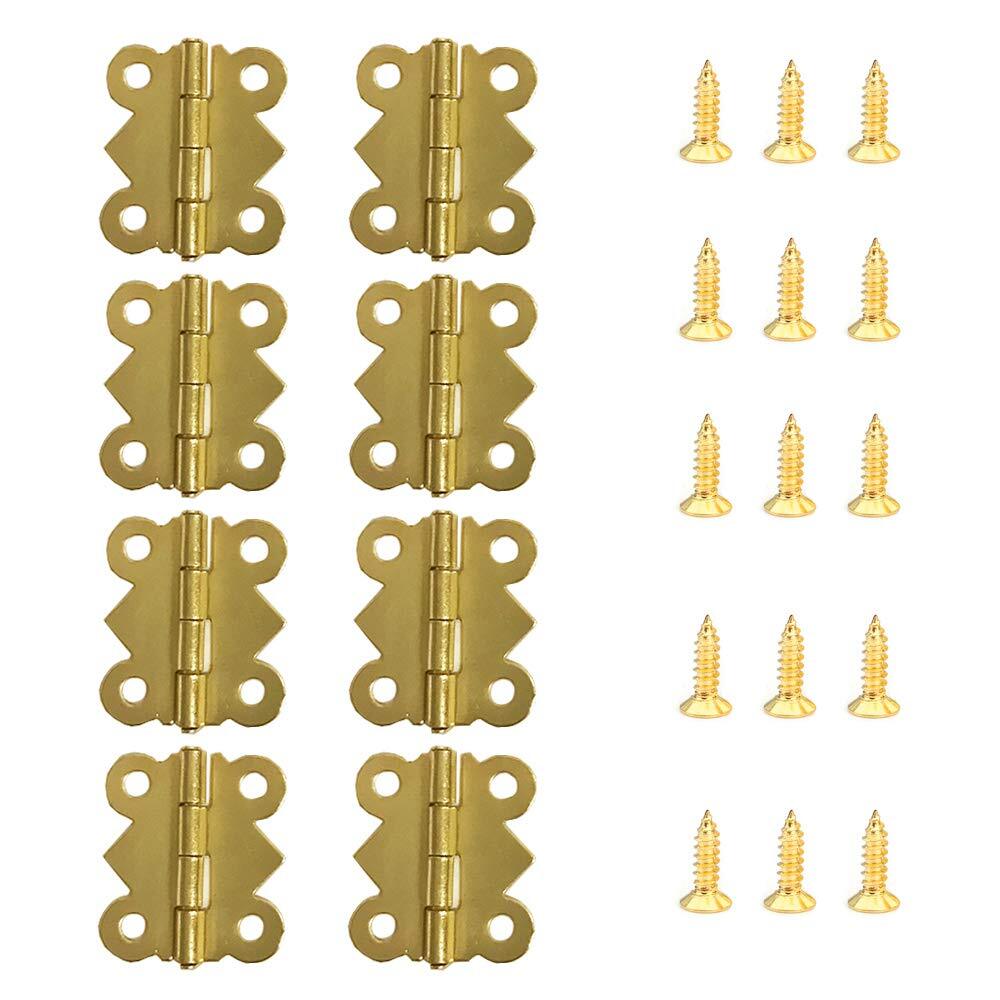 50 Pieces Mini Butterfly Hinges Retro Brass Hinges with 200 Pieces Screws for...