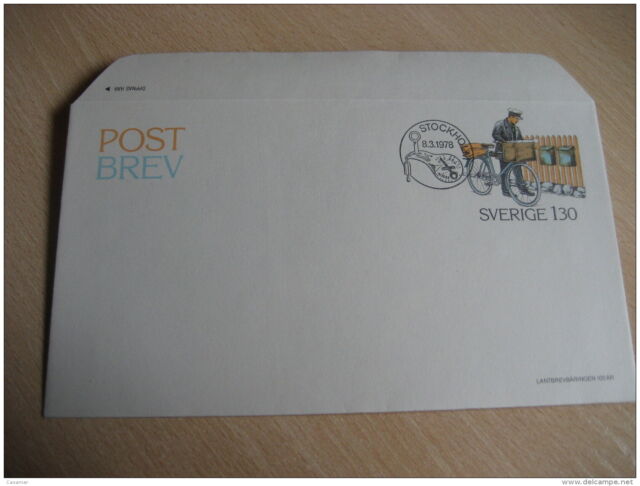 Postman Briefträger Cycling Bicycle Stockholm 1978 Postal Stationery Cancel