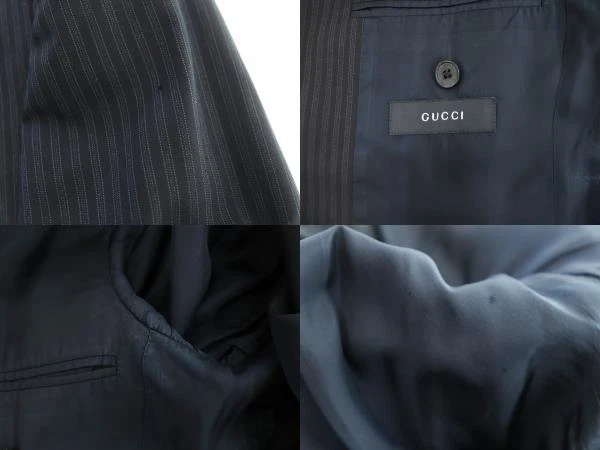 GUCCI Tom Ford epoca rigato lana prese d'aria laterali set up tuta singola 48R nero