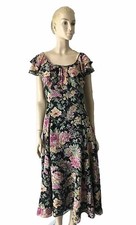 VTG LAURA ASHLEY MULTICOLOR FLORAL SILK MIDI DRESS SIZE 8