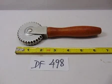 Vintage KrimpKut Pastry Pie Crimper Sealer Wheel Cutter with Wood Handle
