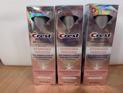 3 PACK CREST 3D White Brilliance Hydrogen Peroxide Toothpaste W/ Fluoride 06/25