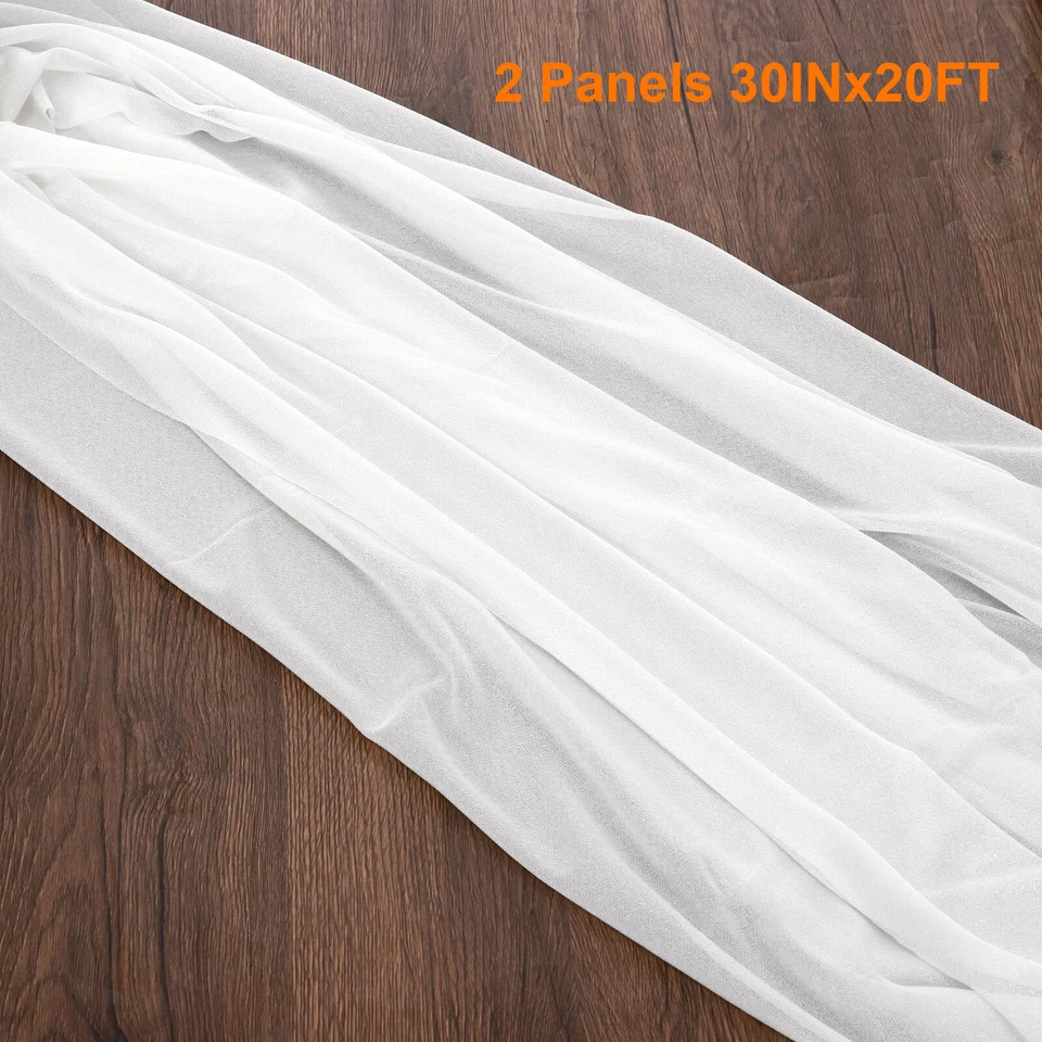 Boda Arco Cortina Tela 2 Paneles 30" x 20 Pies Gasa Transparente Cortinas Blanco - Imagen 4 de 4