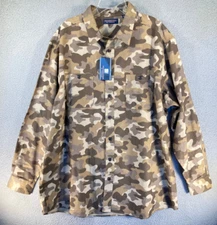 Roundtree & Yorke Shirt Mens 2XT Brown Camo Button Long Sleeve Heavy Flannel NEW
