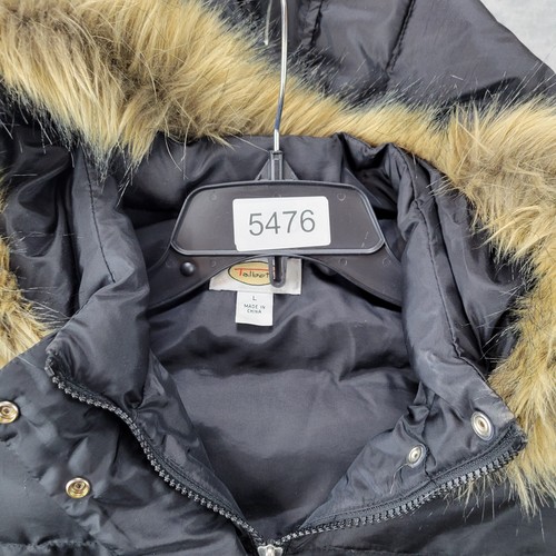 Talbots Puffer Vest Nylon/Polyester Removable Hood Faux Fur Black Women's Large - Picture 15 of 15