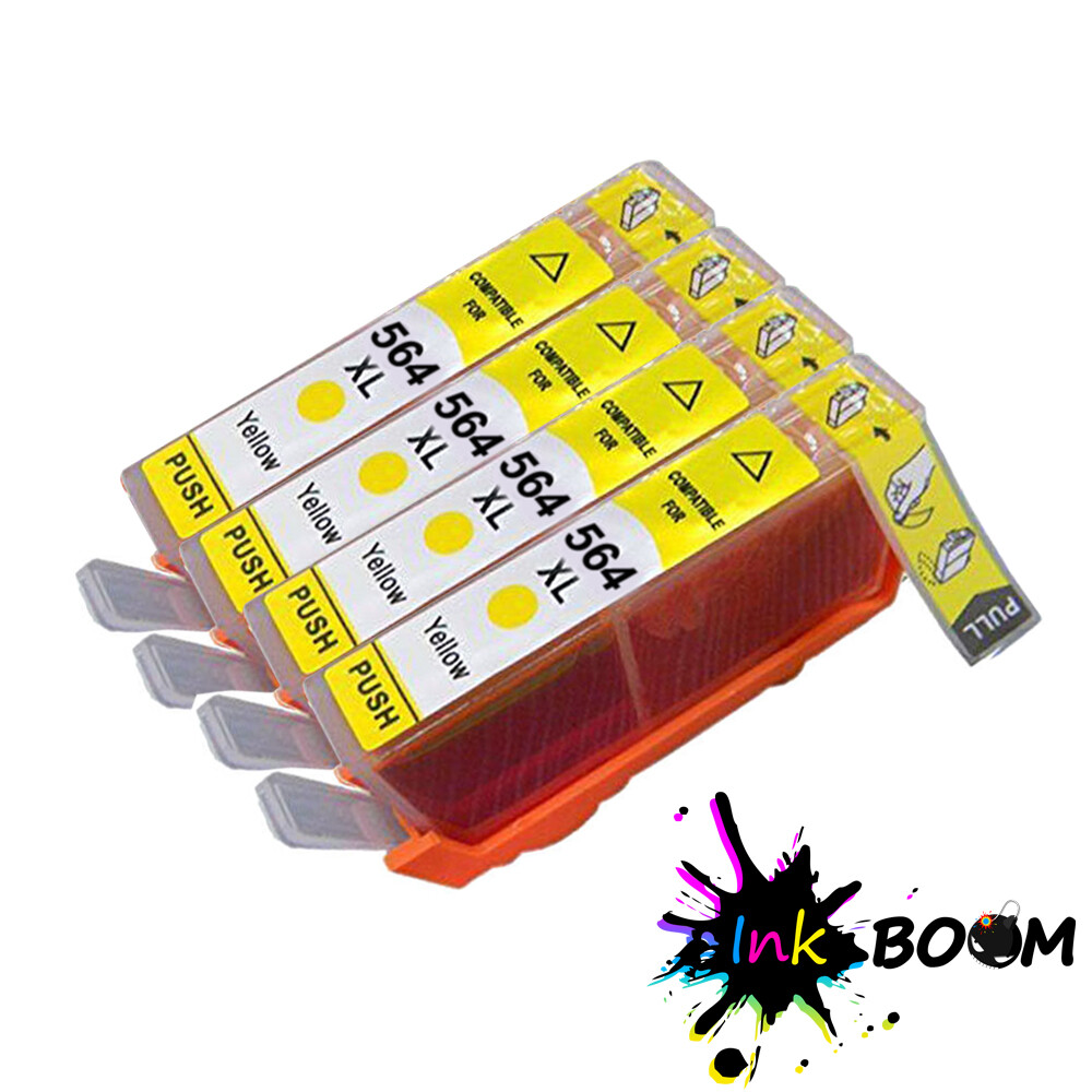 4 Yellow Ink replace for HP 564XL Officejet 4620 Deskjet 3070A 3522 3526 3520