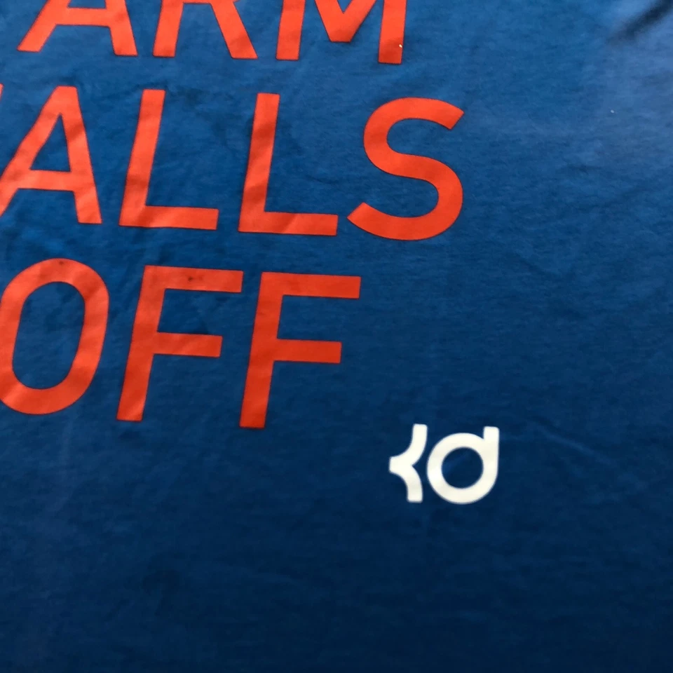 耐克衬衫男式 XL 蓝色橙色 Til My Arm Falls Off Kevin Durant 短袖 * — 第 3/4 张图片