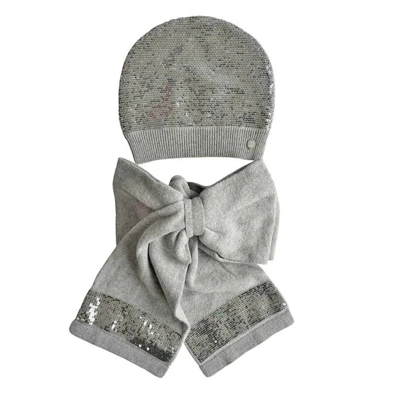 Ensemble chapeau et foulard noeud Dior cachemire mélangé 2 4 ans excellent état 