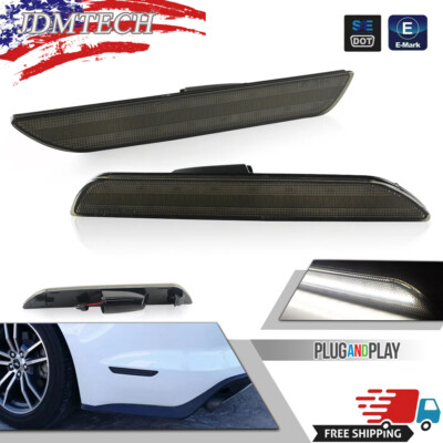 Smoked White LED Rear Side Marker Signal Lamps Lights For 2015-2023 Ford Mustang