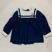Vintage Bryan 2T Navy Nautical Sailor Sailboat Bib Collar Dress
