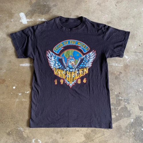 VINTAGE 80s VAN HALEN WORLD TOUR CONCERT T-SHIRT MEN SZ 1980s vintage concert t-shirt, vintage, single stitch, B+ condition