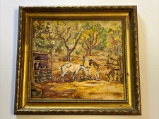 Vintage American Impressionism Painting Listed Ivan Messenger Farm Landscape Old