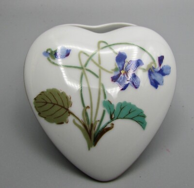 Pendentif Cœur En Porcelaine Limoges - Modèle Impératrice Eugénie Violet Et Doré - Occasion
