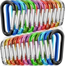 24 Pack 2" Aluminum D-Ring Carabiner Clips Spring Loaded Gate Keychain & Camping