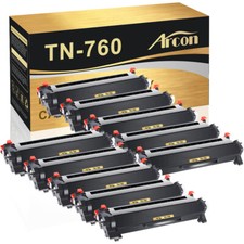 10 Pack TN760 TN730 with Chip for Brother TN-760 Toner HL-L2390DW L2370DWXL