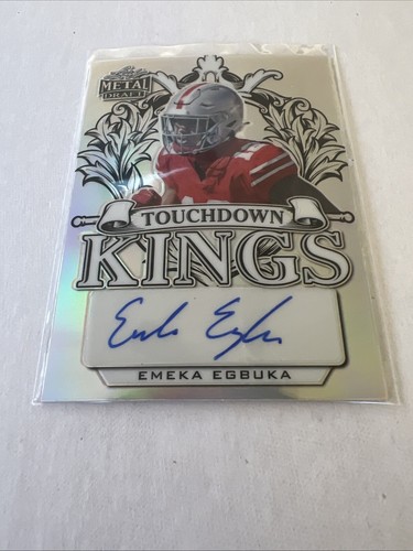 2022 Leaf Metal Draft Emeka Egbuka Auto Silver Touchdown Kings #29/40 Ohio St