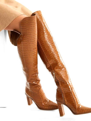 €1365✨MAX MARA 'Beboot' Knee high Croc print Leather Boots €1365✨MAX MARA 'Beboot' Knee high Croc print Leather Boots