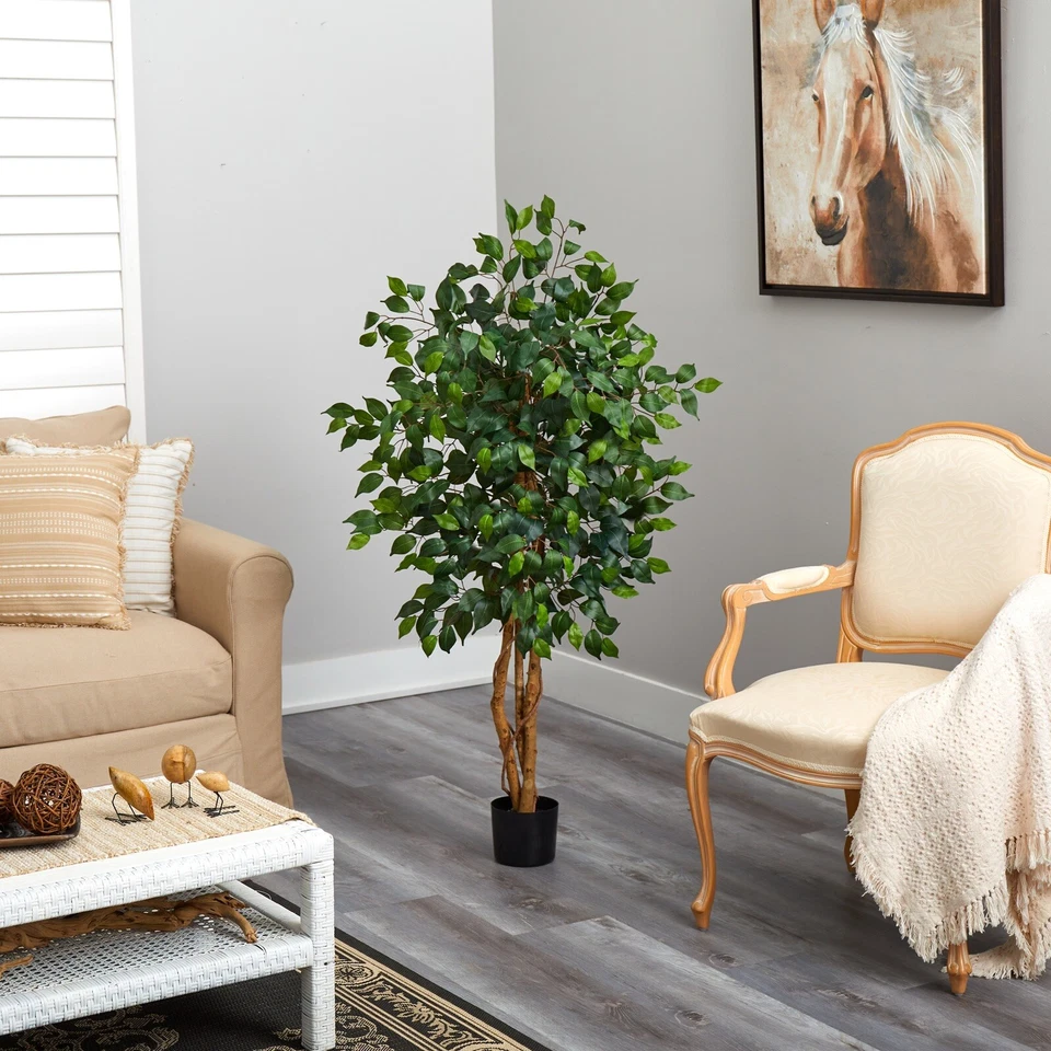 4’ Ficus Artificial Tree with Natural Trunks Home Decor. Retail $89 - Image 2 of 4