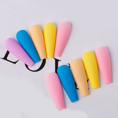 100pcs Fake False Nails Tips Full Cover Long Coffin Ballerina Art Manicure US ↕ - Picture 13 of 35