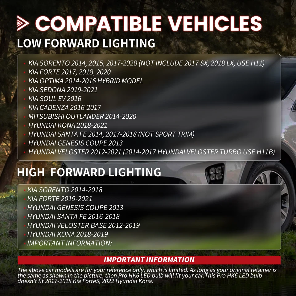 Faros LED Lasfit Pro-HK6 haz bajo para Kia Sedona 2019 2020 2021 blanco Foto 2 de 4