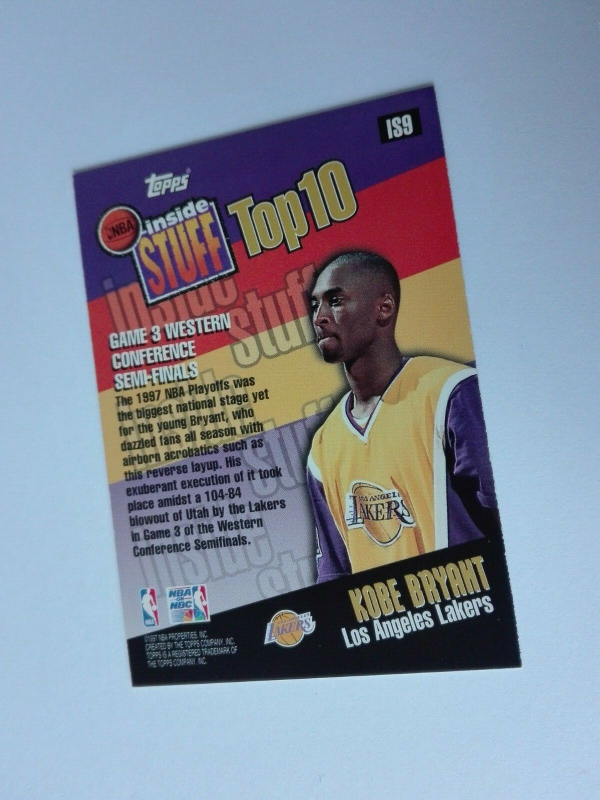 KOBE BRYANT 97/98 Topps Inside Stuff Top Ten FOIL Card# IS 9 | eBay