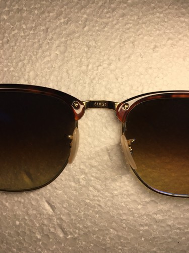 Ray-Ban Clubmaster Men Women Sunglasses Sand Havana On Arista / Gray Blue Square - Picture 4 of 9