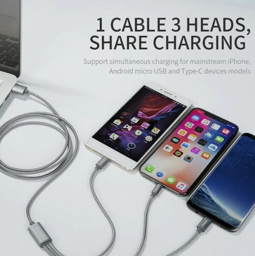 Universal 3 in 1 Charging Cable USB Multi Function Phone Charger Cord Type-C IOS - Picture 14 of 24