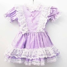 Vintage Girls Dress Lavender Lace Cotton Organza Full Circle Pageant Party