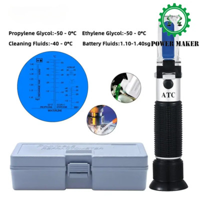Hand Held 4 In 1 Engine Fluid Glycol Antifreeze Car Battery Refractometer W ATC