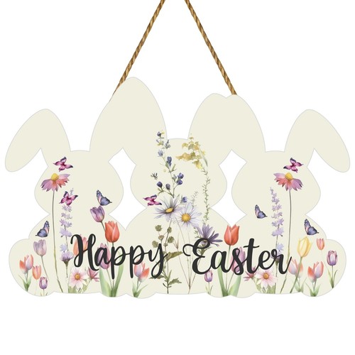 Easter Wreaths for Front Door Easter Door Decorations Wooden Sign Bunny Flowe...