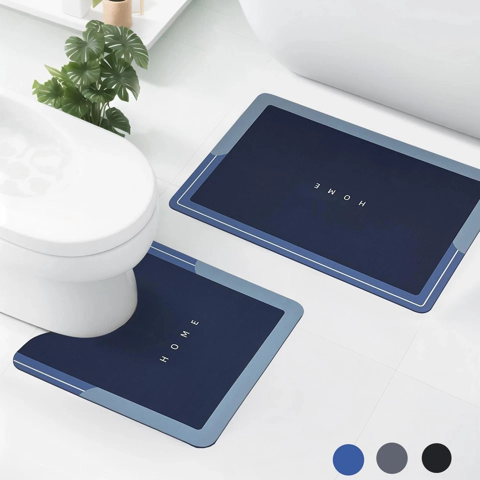 TAYLOR & BROWN 2 x Non-Slip Water Absorbent & Quick Drying Bath Bathroom Toilet Mats