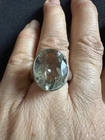 Vintage Tested Sterling Silver Big  blue gem Topaz Solitaire  Ring -UK Size M