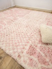 Tappeto Marocchino 6x9, Annodato a Mano Lana Rosa Peluche Berbero Area Tappeto per Soggiorno