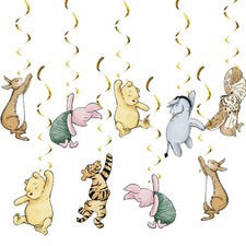 18Pcs Winnie Baby Shower Decorations Classic Pooh Hanging Golden