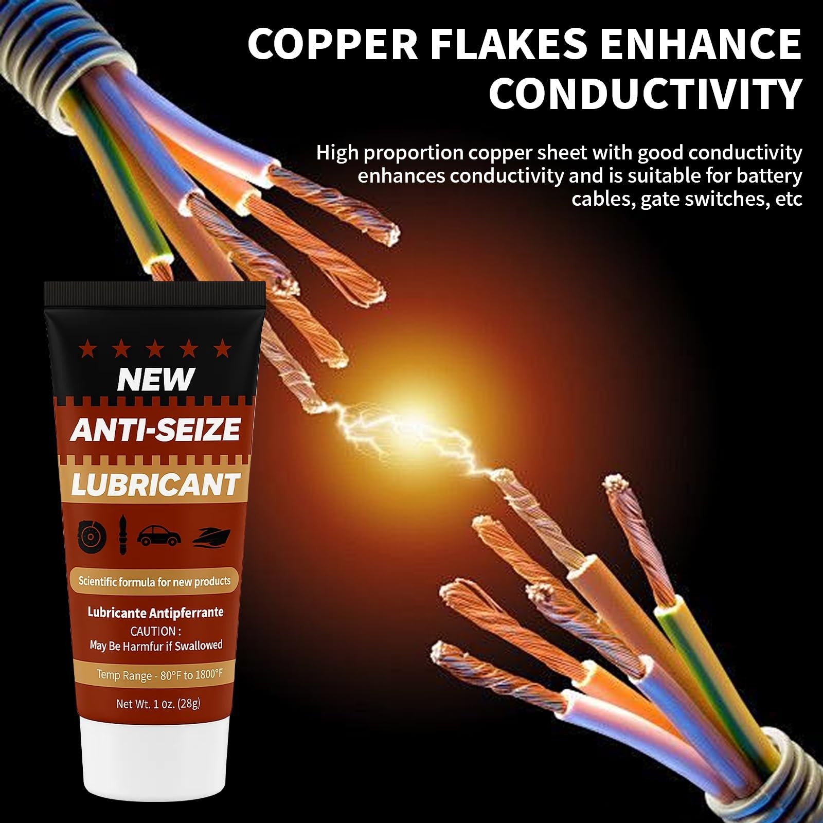 Copper Anti-Seize Brake Caliper Grease & Thread Lubricant - High Temp 1 oz 