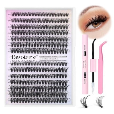 Lash Extension Kit DIY 280pcs Lash Clusters Eyelash Extension Kit, 9-16mm 30D 40