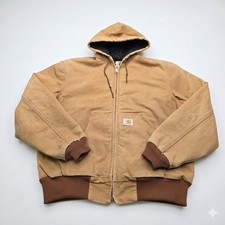 Carhartt Extra Large J130 BRN Active Jacket Brown Sandstone Duck Quilt Lined