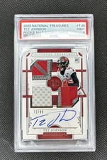2025 National Treasures - Rookie Mat Signatures Tez Johnson RPA 3-Patch PSA 9